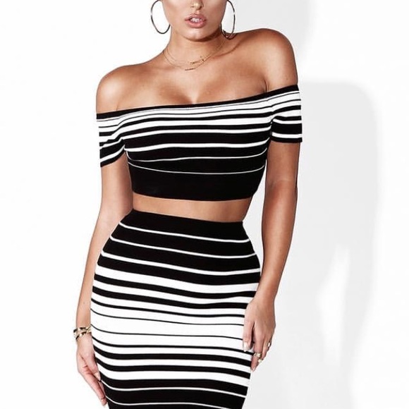 jlux label Tops - JLUX Off Shoulder Striped Top